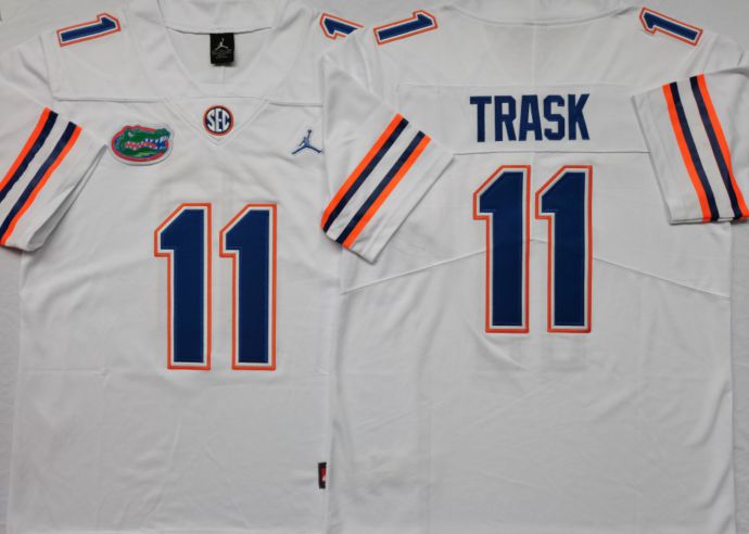 Men Florida Gators 11 Trask White 2025 NCAA Jersey